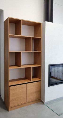 Knihova, materiál lamino dřevo-dekor